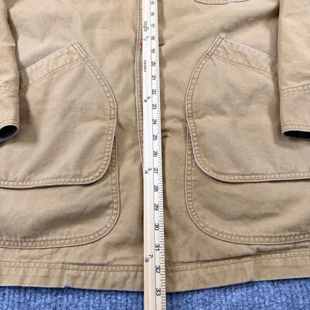 Vintage L.L.Bean Barn Coat Mens Tan Canvas PrimaLoft Lined Corduroy Collar - Picture 7 of 16
